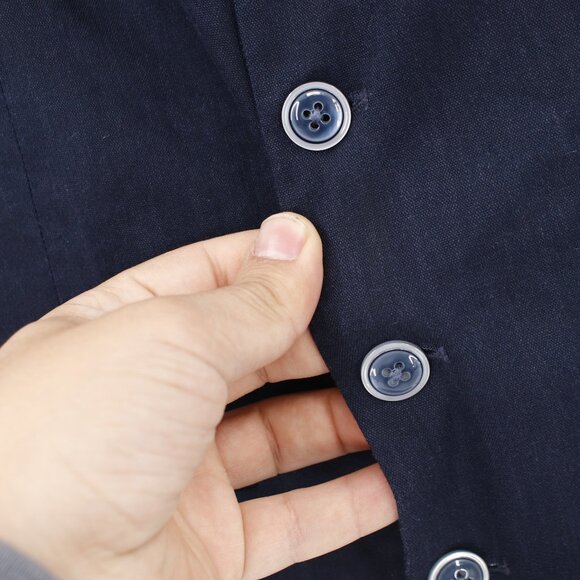 Joseph abboud vest men's small waistcoat five button navy blue gilet linen blend - Picture 2 of 12